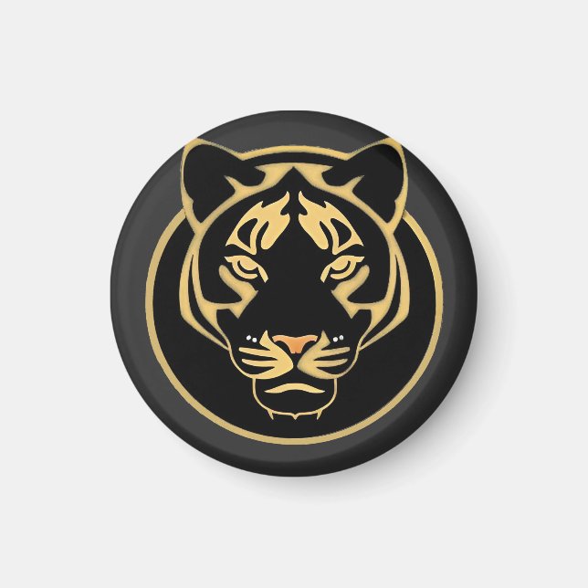Aimant Conception de logo de tigre doré stylisé (Devant)