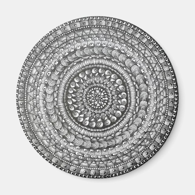Aimant Conception de mandala d'art original au crayon  (Devant)