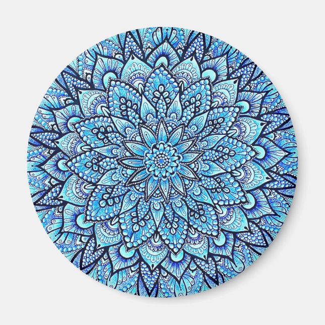 Aimant Conception de mandala dessinée à la main au crayon (Devant)