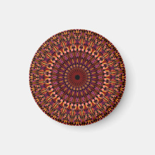 Aimant Conception de mandala marron floral