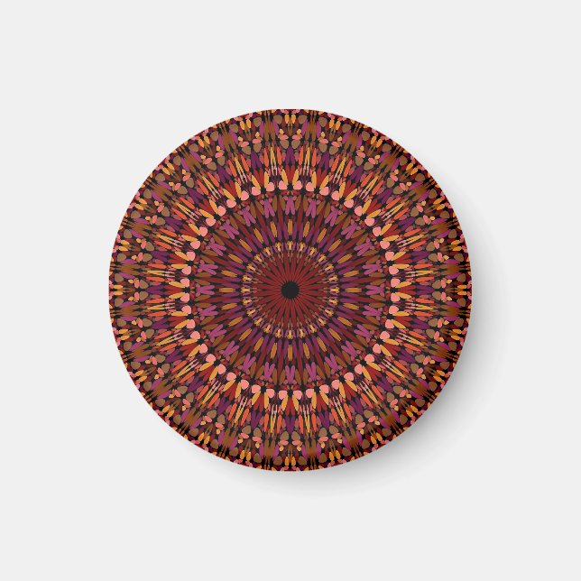 Aimant Conception de mandala marron floral (Devant)