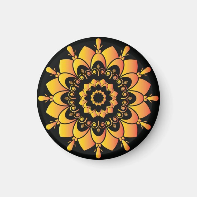 Aimant Conception de mandala unique doré (Devant)