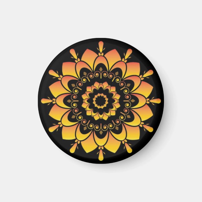 Aimant Conception de mandala unique doré (Devant)