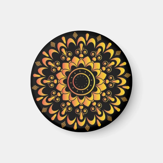 Aimant Conception de mandala unique doré-95747 (Devant)