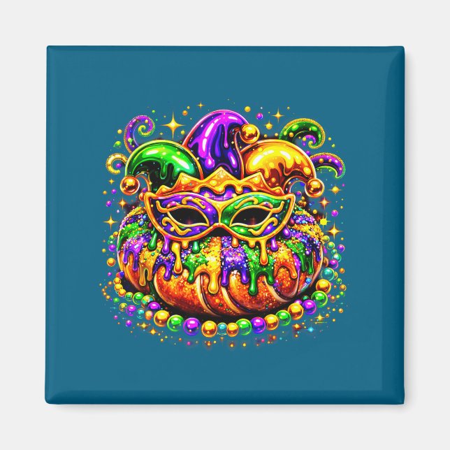 Aimant Conception de masque de perles dorées de gâteau de (Devant)
