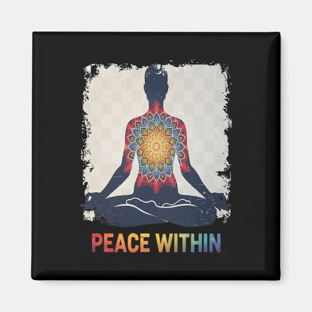 Aimant Conception de méditation de yoga mandala de paix i (Devant)
