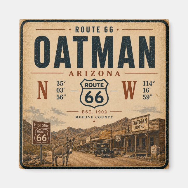 Aimant Conception de monument historique d'Oatman Arizona (Devant)