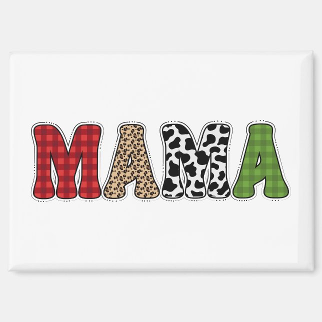 Aimant Conception de motif à carreaux de Mama Noël (Recto)