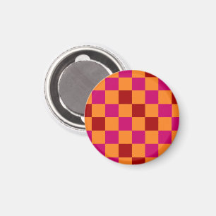 Aimant Conception de motif à carreaux rouge orange rose