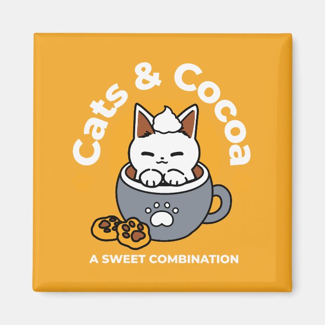 Aimant Conception de Mug de vacances avec Cosy Cat et Paw (Devant)