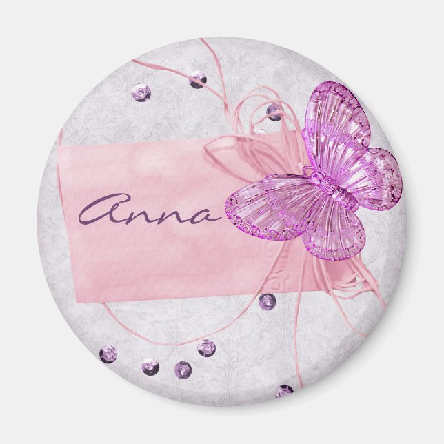 Aimant Conception de papillon rose (Devant)