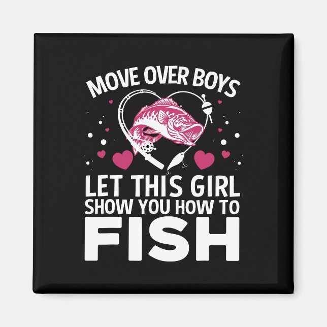 Aimant Conception de pêche drôle pour filles femmes pêche (Devant)