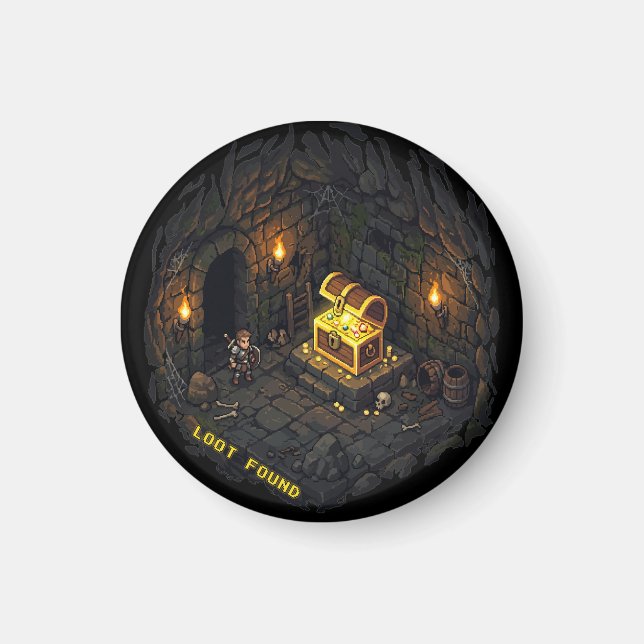 Aimant Conception de Pixel Art de Donjon Fantastique avec (Devant)