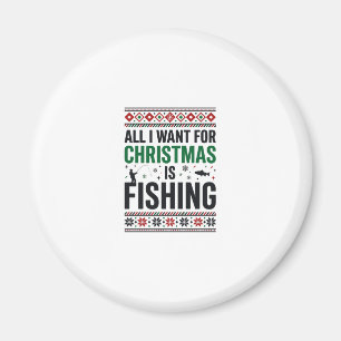 Aimant Conception de pull moche de pêche à Noël