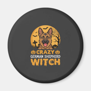 Aimant Conception de sorcière berger allemand fou Hallowe