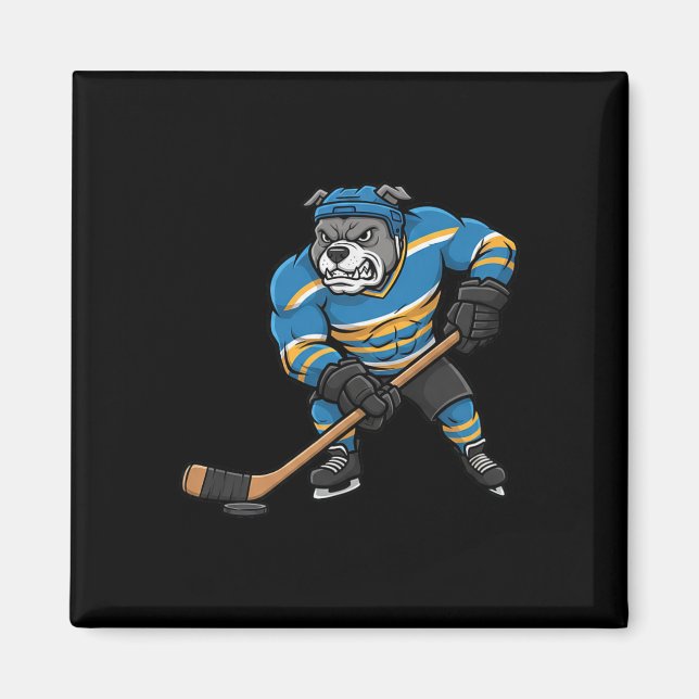 Aimant Conception de sport de chien joueur de hockey Pitb (Devant)
