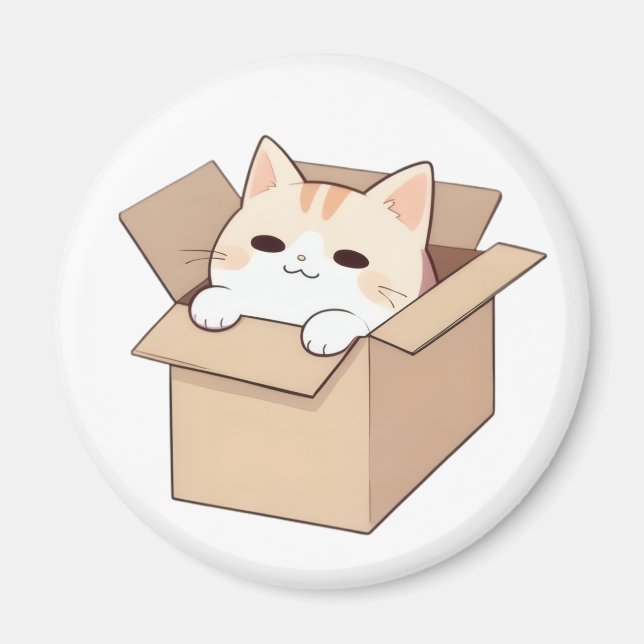 Aimant Conception de sticker Kawaii Chat Mignon dans une  (Devant)