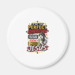 Aimant Conception de T-Shirt chrétien Vintage I Need Jesu