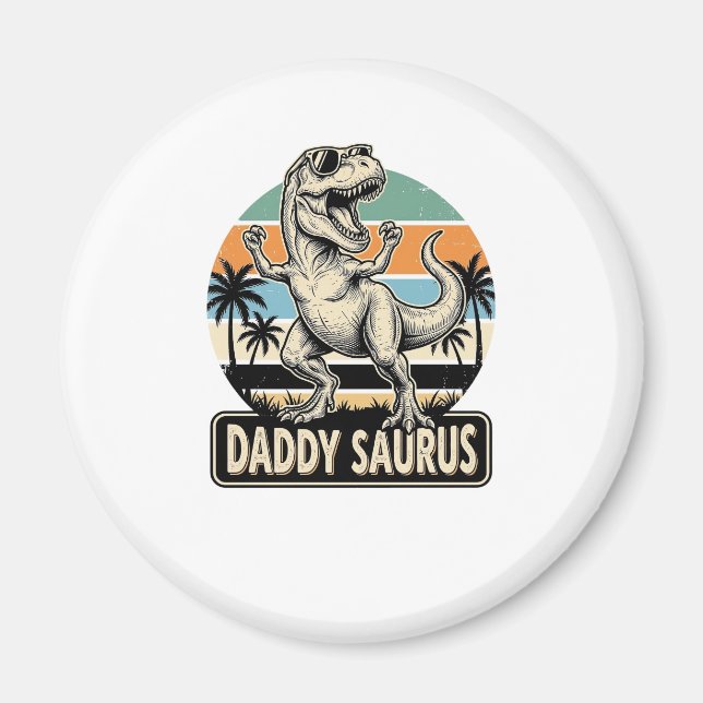 Aimant Conception de t-shirt de dinosaure rétro Papa Saur (Devant)