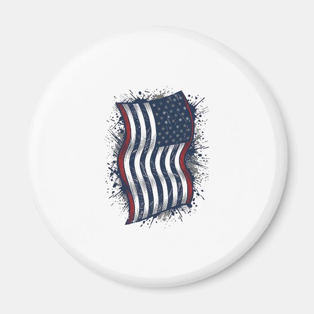 Aimant Conception de T-shirt de drapeau patriotique en dé (Devant)