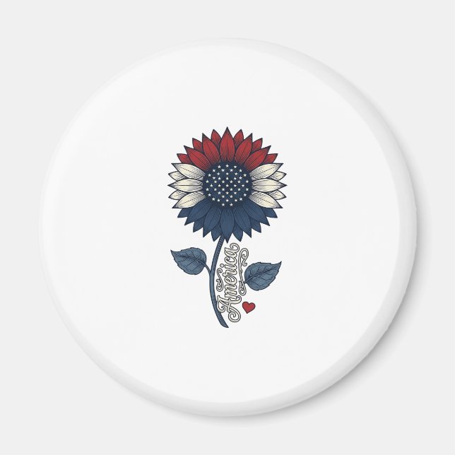 Aimant Conception de T-shirt patriotique Fleur de soleil  (Devant)