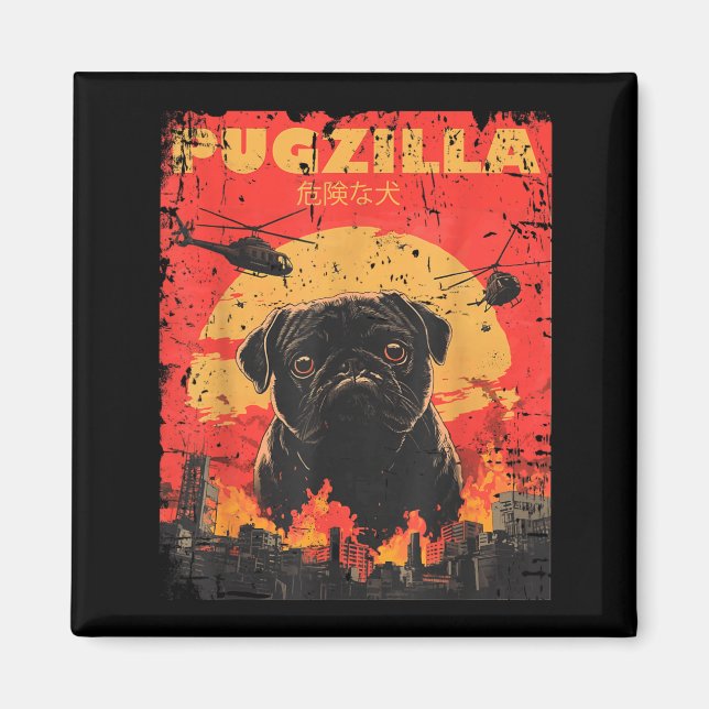 Aimant Conception de T-shirt Pugzilla pour propriétaire d (Devant)