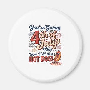 Aimant Conception de T-shirt vintage hot dog drôle du 4 j