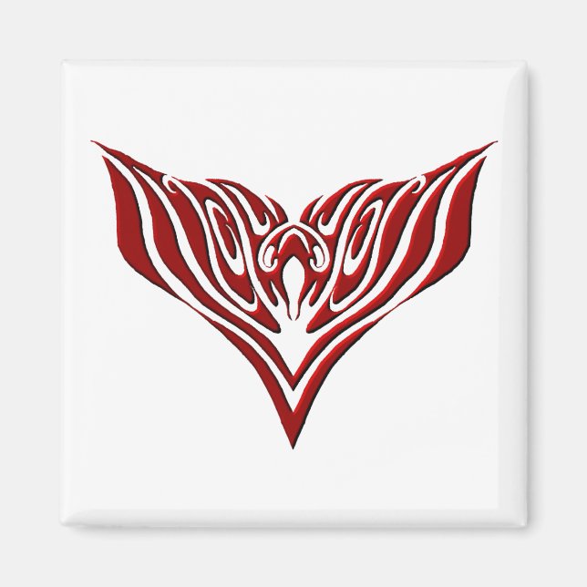 Aimant Conception de tatouage tribal d'oiseaux ailés roug (Devant)