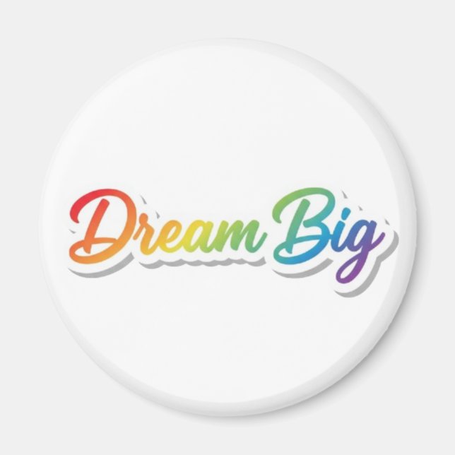 Aimant Conception de typographie arc-en-ciel « Rêvez gran (Devant)