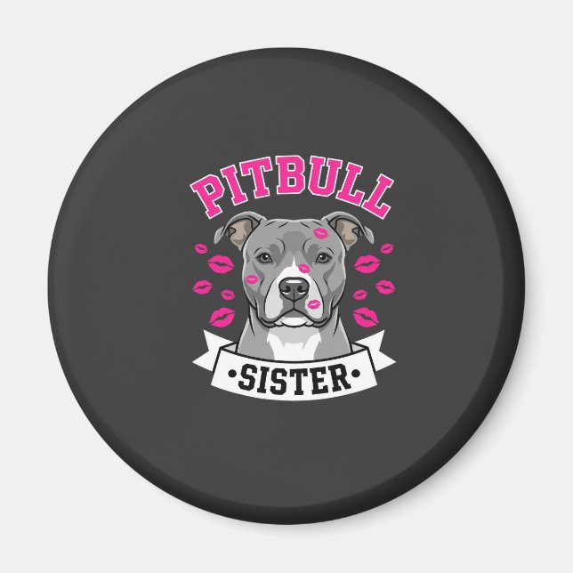 Aimant Conception de vecteur de sœur de Pitbull amoureuse (Devant)