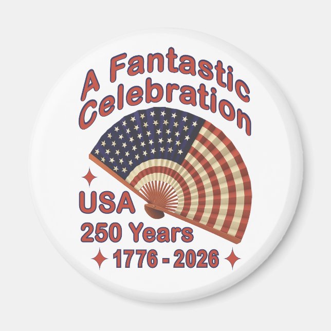 Aimant Conception de ventilateur patriotique USA 250 ans  (Devant)