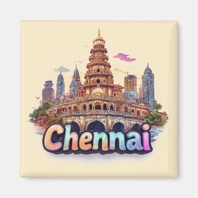 Aimant Conception de voyage à Chennai, Inde 🇮🇳 (Devant)