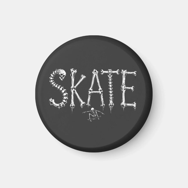 Aimant Conception d'horreur de skate squelette (Devant)