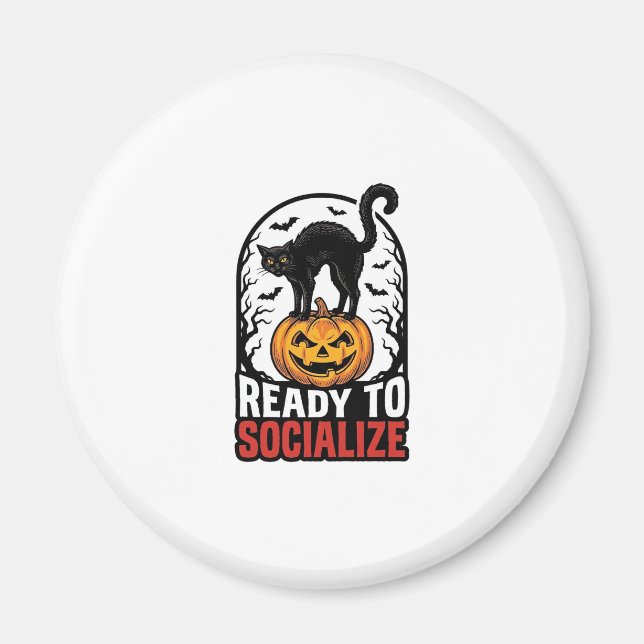 Aimant Conception d'humour de fête de chat Halloween soci (Devant)