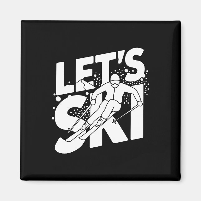 Aimant Conception d'humour de ski Ski drôle Skieur  (Devant)