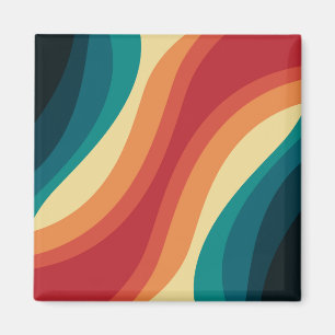 Aimant Conception d'ondes de style rétro multicolore