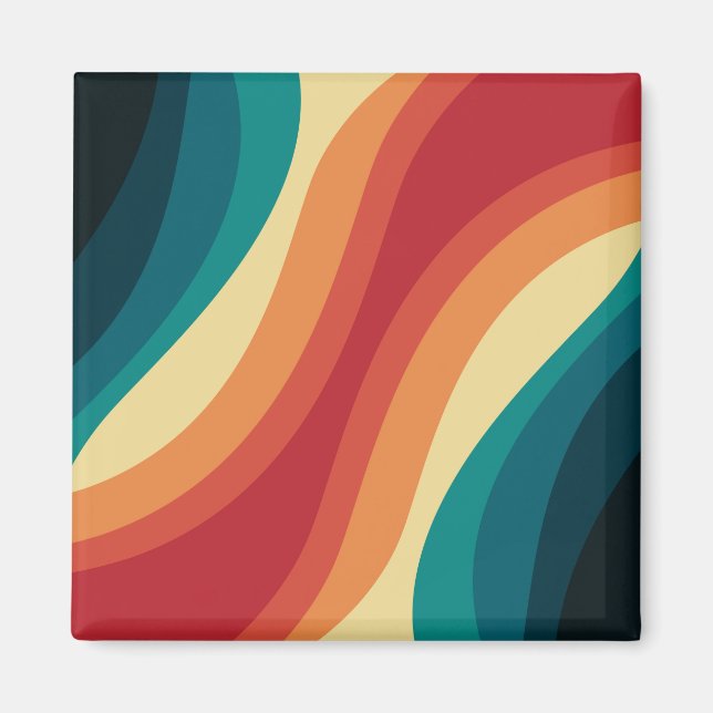 Aimant Conception d'ondes de style rétro multicolore (Devant)