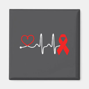 Aimant Conception du rythme cardiaque Ruban Rouge pour la