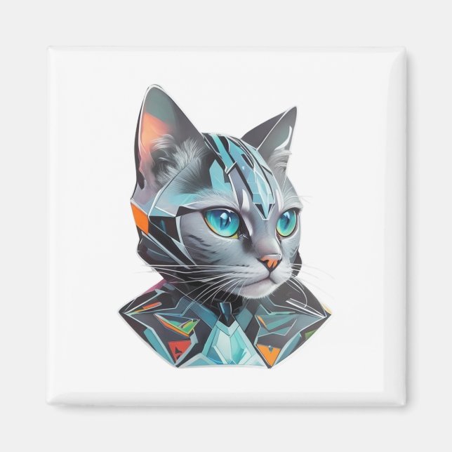 Aimant Conception géométrique futuriste des chats (Devant)
