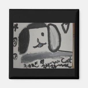 Aimant conception noire et blanche d'art d'amour de chiot