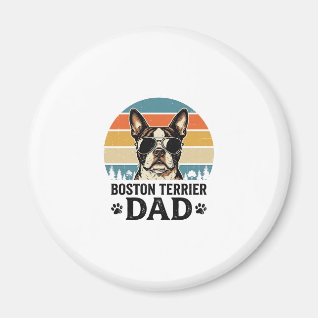 Aimant Conception Papa Boston Terrier Amant de Chien Vint (Devant)