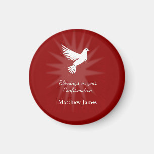 Aimant Conception Religieuse Colombe Rouge Rayons Design