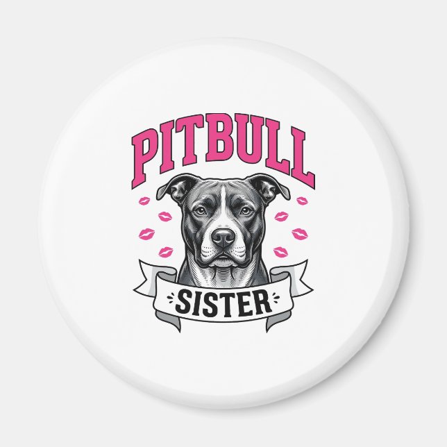 Aimant Conception vectorielle de sœur Pitbull amateur de  (Devant)