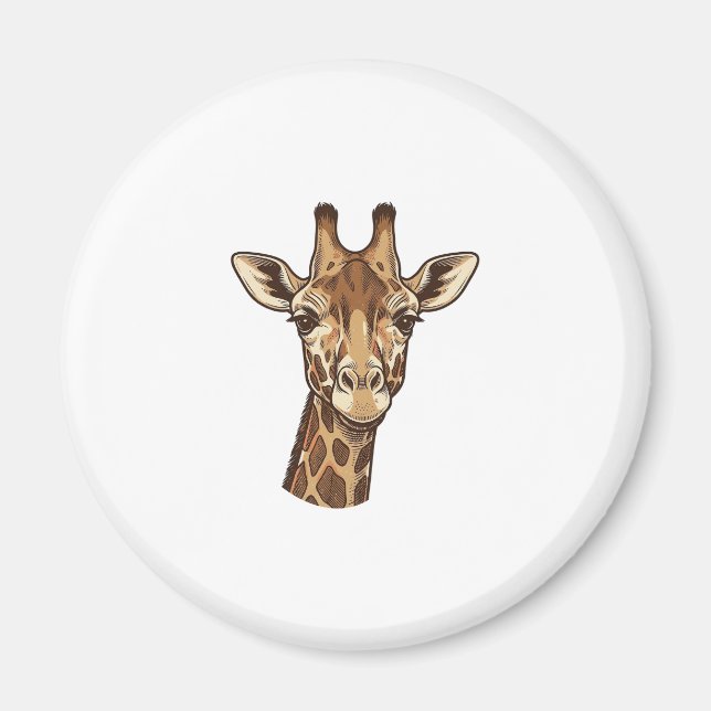 Aimant Conception vectorielle de tête de girafe gravée vi (Devant)