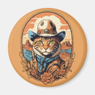 Aimant Conception vintage de chats Cowboy