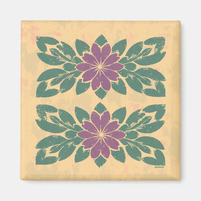 Aimant Conception vintage de crayon floral (Devant)