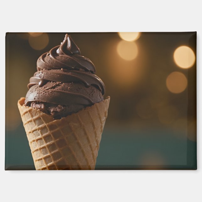 Aimant Cône de glace à la crème molle au chocolat (Recto)