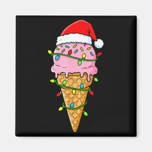 Aimant Cône de glace Noël Lumières Chapeau de Père Noël N