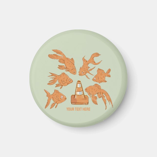 Aimant Cônes de la route et poisson rouge orange (Devant)