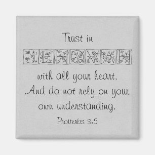 Aimant Confiance en l'Eternel...Écriture Magnet~Argent
